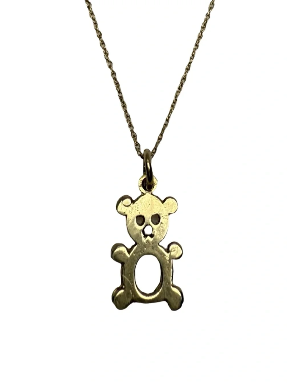 Gold Teddy Bear Pendant Necklace for Kids - Cute Gold Charm